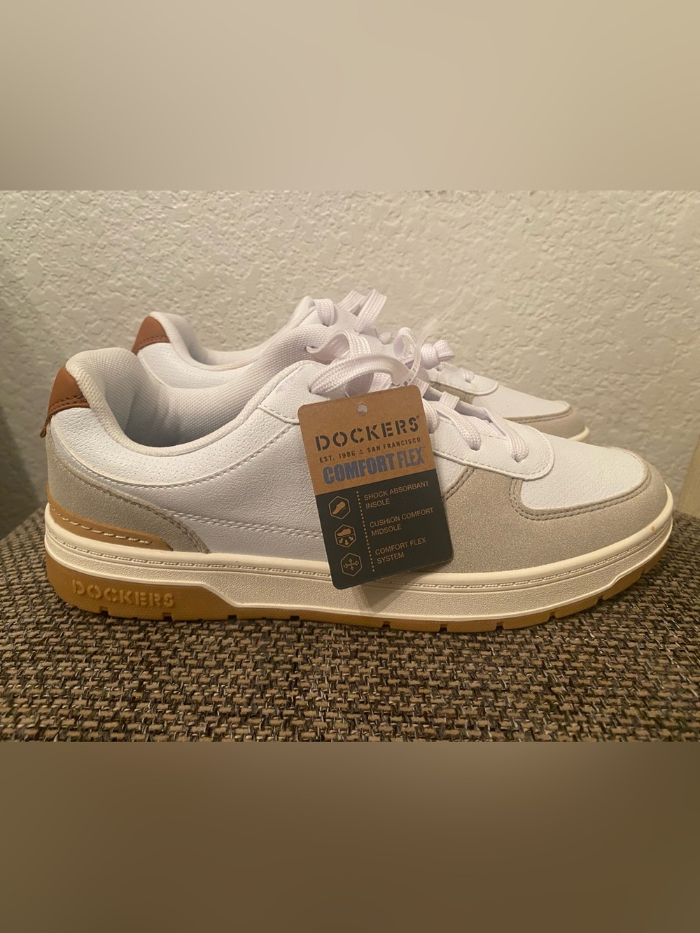 Dockers White Sneakers with Tan Accents